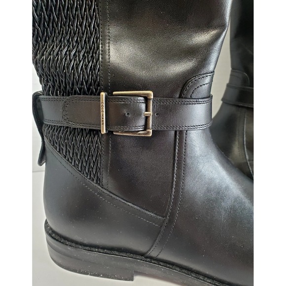 Cole Haan Boots Clover Stretch W24816 Black 7.5 B Leather/Texture Buckle Rubber - Picture 6 of 15